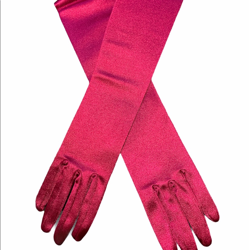 Burgundy elbow length gloves
